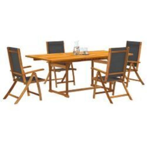 Ensemble à manger de jardin 5pcs bois d'acacia solide textilène (1/5)