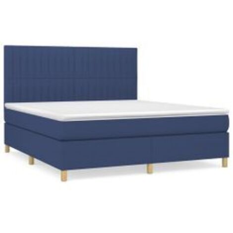 Sommier à lattes de lit avec matelas Bleu 160x200 Tissu (1/5)