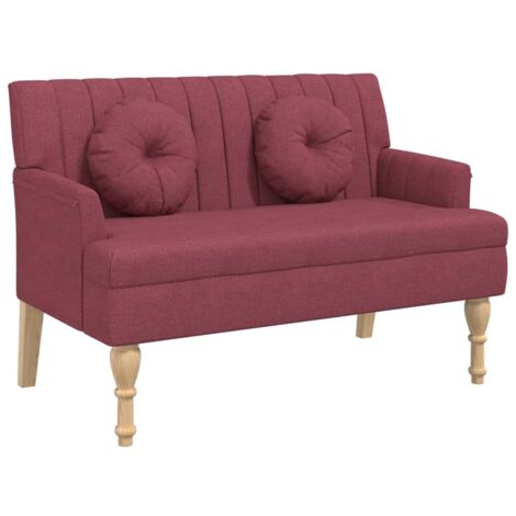 Banc avec coussins rouge bordeaux 113x64,5x75,5 tissu (1/5)