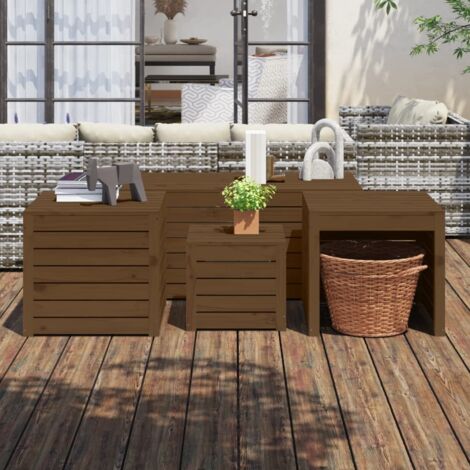 Ensemble de boîtes de jardin 4 pcs marron miel bois pin massif (1/5)