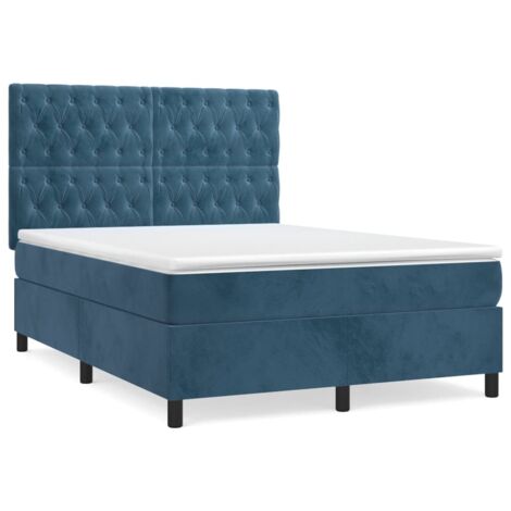Sommier à lattes de lit et matelas Bleu foncé 140x190 Velours (1/5)