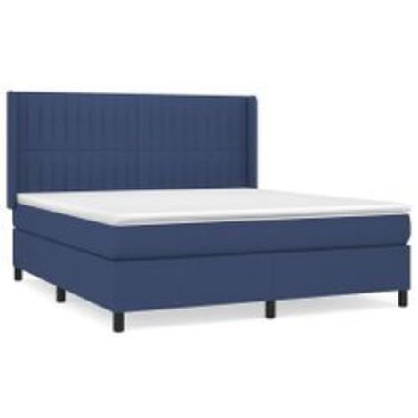 Sommier à lattes de lit avec matelas Bleu 160x200 Tissu (1/5)