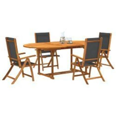 Ensemble à manger de jardin 5pcs bois d'acacia solide textilène (1/5)
