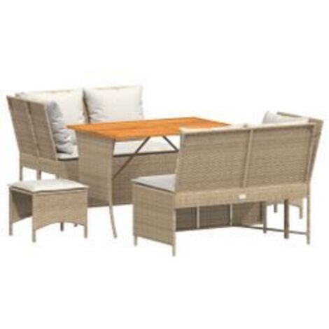 Salon de jardin avec coussins 5 pcs beige résine tressée (1/5)