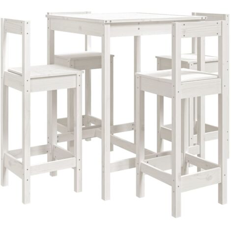 Ensemble de bar de jardin 5 pcs blanc bois massif de pin (1/5)