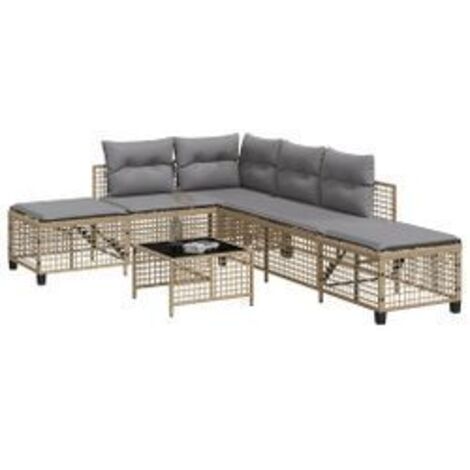 Salon de jardin d'angle avec coussins 3pcs mélange beige rotin (1/5)