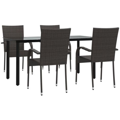 Ensemble à manger de jardin 5 pcs Marron Résine tressée (1/5)