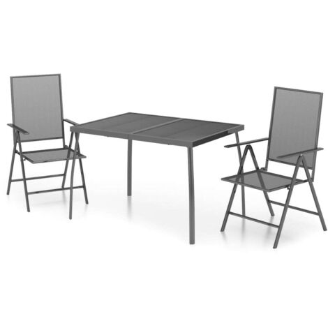 Ensemble à manger de jardin 3 pcs anthracite acier (1/5)