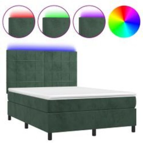 Sommier à lattes de lit matelas et LED Vert foncé 140x190 (1/5)