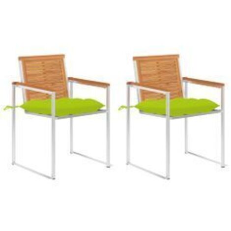 Chaises de jardin avec coussins lot de 2 Acacia solide et acier (1/5)
