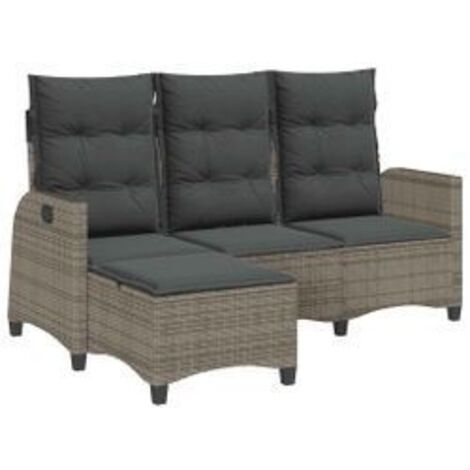 Canapé de jardin inclinable coussins forme de L gris polyrotin (1/5)