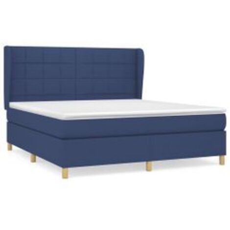 Sommier à lattes de lit avec matelas Bleu 160x200 Tissu (1/5)