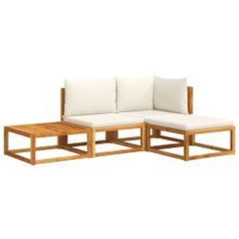 Salon de jardin avec coussins 4 pcs bois d'acacia massif (1/5)