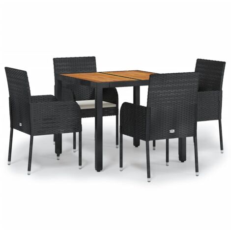 Ensemble à manger de jardin coussins 5pcs Noir Résine tressée (1/5)
