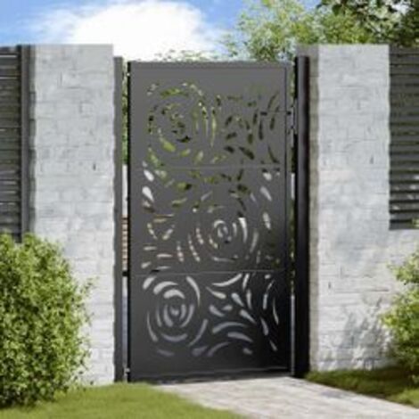 Portail de jardin noir 105x155 acier conception de flamme