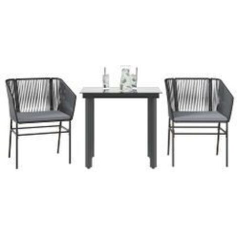 Ensemble à manger de jardin et coussins 3 pcs noir rotin verre (1/5)