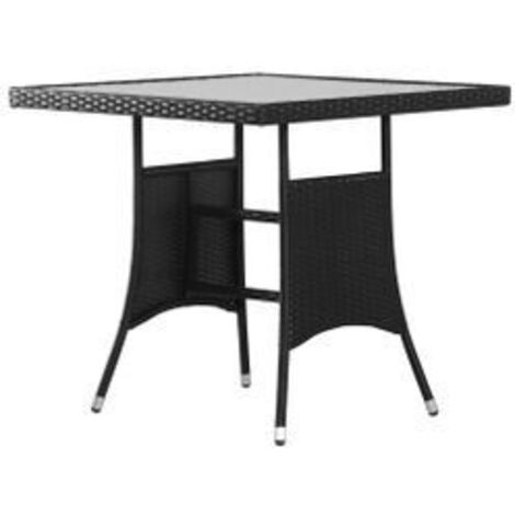 Table de jardin Noir 80x80x74 Résine tressée (1/5)