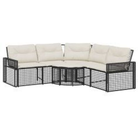 Canapé de jardin et coussins et repose-pied en forme de L rotin (1/5)