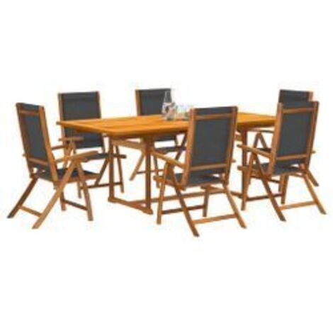 Ensemble à manger de jardin 7pcs bois d'acacia solide textilène (1/5)