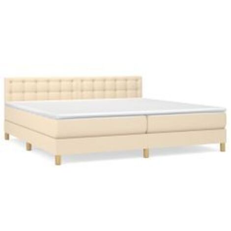 Sommier à lattes de lit avec matelas Crème 200x200 Tissu (1/5)