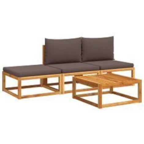 Salon de jardin avec coussins 4 pcs bois d'acacia massif (1/5)
