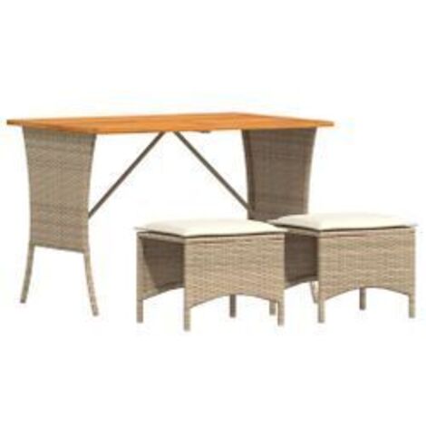 Ensemble à manger de jardin et coussins 3 pcs Beige poly rotin (1/5)