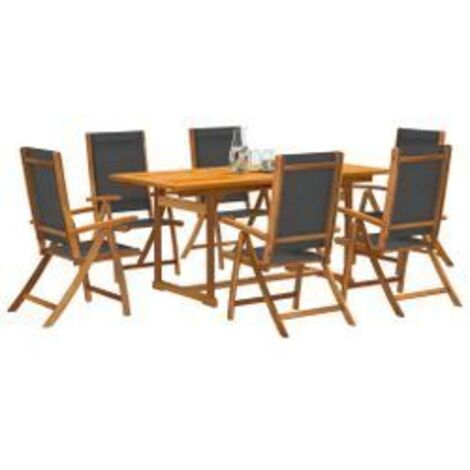 Ensemble à manger de jardin 7pcs bois d'acacia solide textilène (1/5)