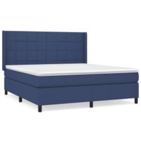 Sommier à lattes de lit avec matelas Bleu 160x200 Tissu (1/5)