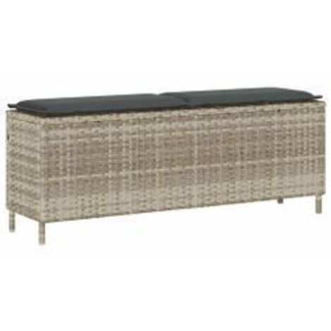 Banc de jardin coussin gris clair 110x30x40,5 résine tressée (1/5)