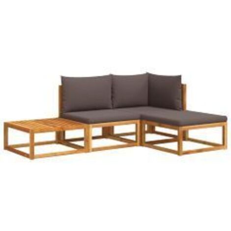 Salon de jardin avec coussins 4 pcs bois d'acacia massif (1/5)