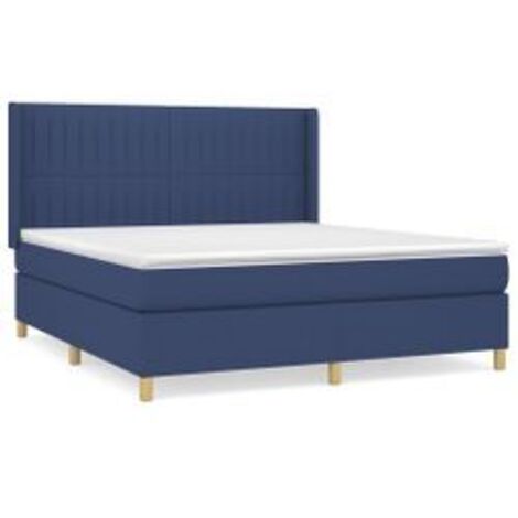Sommier à lattes de lit avec matelas Bleu 160x200 Tissu (1/5)