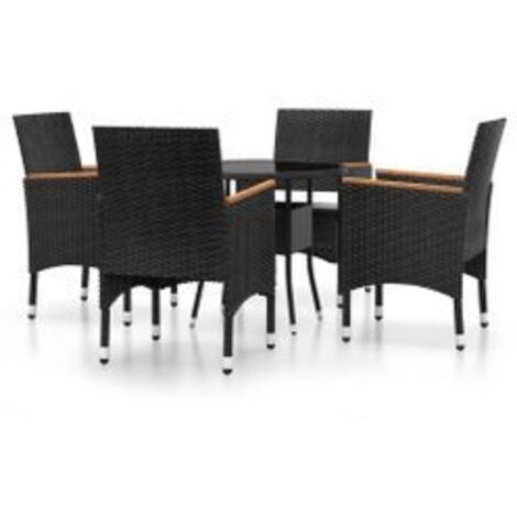 Mobilier de salle à manger de jardin 5 pcs Résine tressée Noir (1/5)