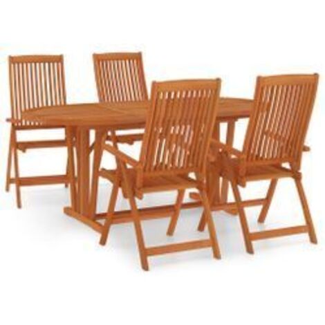 Ensemble à manger de jardin 5 pcs Bois d'eucalyptus massif (1/5)