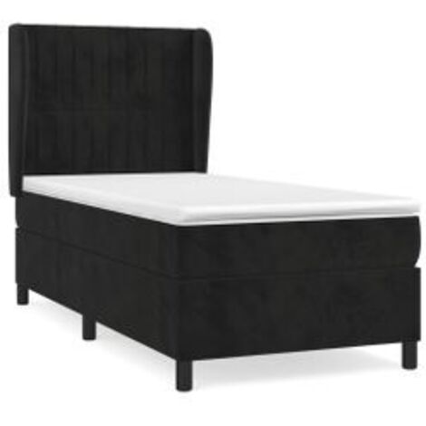 Sommier à lattes de lit et matelas Noir 80x200 Velours (1/5)