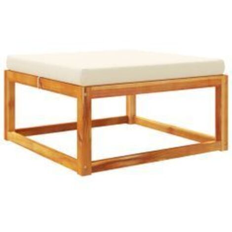 Repose-pied de jardin avec coussins bois massif d'acacia (1/5)