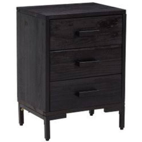 Table de chevet Noir 40x30x55 Bois de pin massif (1/5)