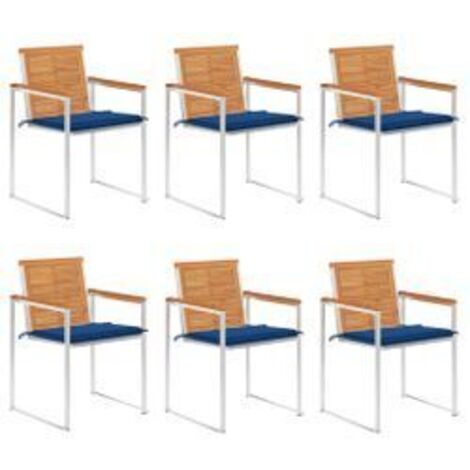 Chaises de jardin lot de 6 avec coussins Bois d'acacia solide (1/5)