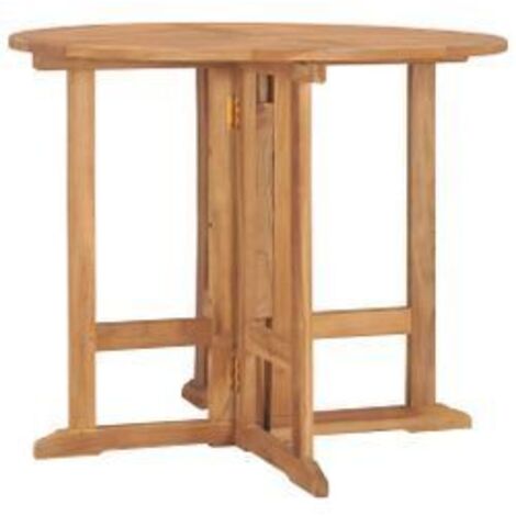 Table à dîner pliable de jardin Ø90x75 Bois de teck solide (1/5)