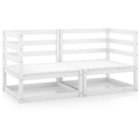 Canapés d'angle de jardin 2 pcs Blanc Bois de pin massif (1/5)