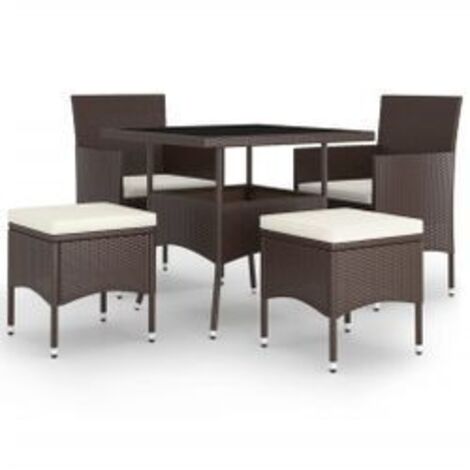 Mobilier de salle à manger de jardin 5pcs Résine tressée Marron (1/5)