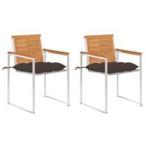 Chaises de jardin avec coussins lot de 2 Acacia solide et acier (1/5)