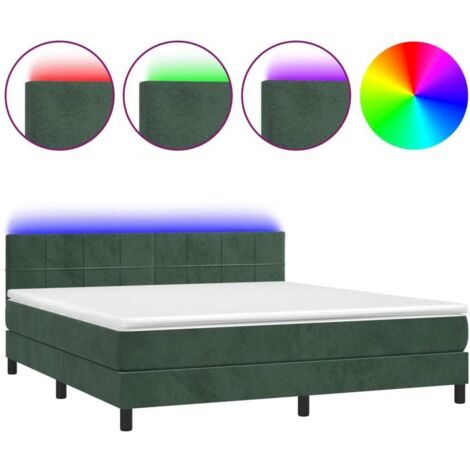 Sommier à lattes de lit avec matelas LED Vert foncé 160x200 (1/5)