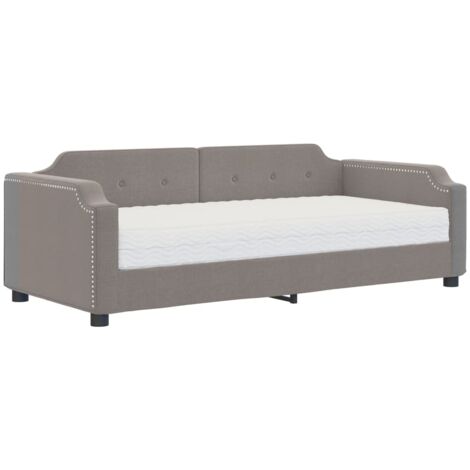 Lit de jour avec matelas taupe 100x200 tissu (1/5)