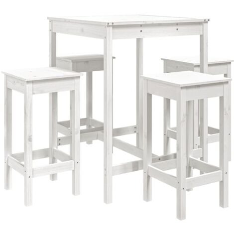 Ensemble de bar de jardin 5 pcs blanc bois massif de pin (1/5)