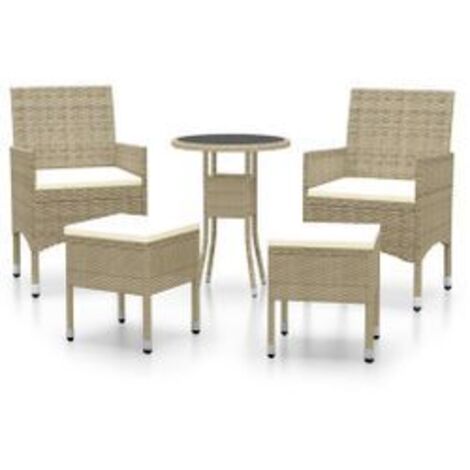 Salon de jardin 5 pcs Résine tressée Beige (1/5)