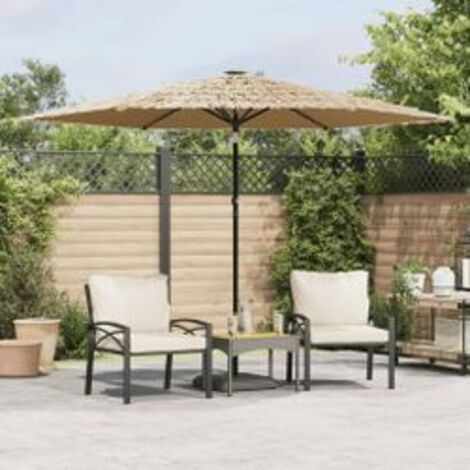Parasol de jardin avec LED et mât en acier marron 288x288x225 (1/5)