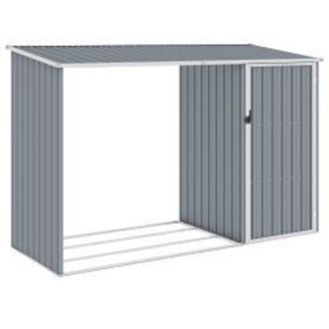 Abri à bois de jardin Gris 245x98x159 Acier galvanisé (1/5)