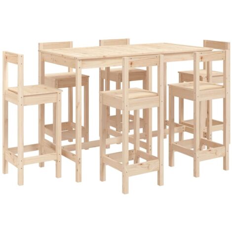 Ensemble de bar de jardin 7 pcs Bois de pin massif (1/5)