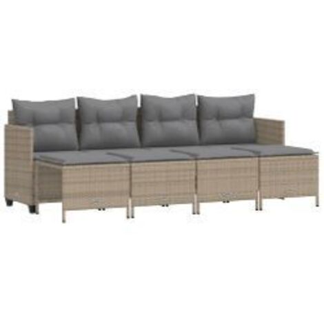 Salon de jardin avec coussins 5 pcs beige résine tressée (1/5)