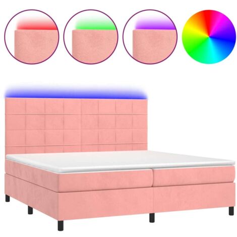 Sommier à lattes de lit matelas LED Rose 200x200 Velours (1/5)